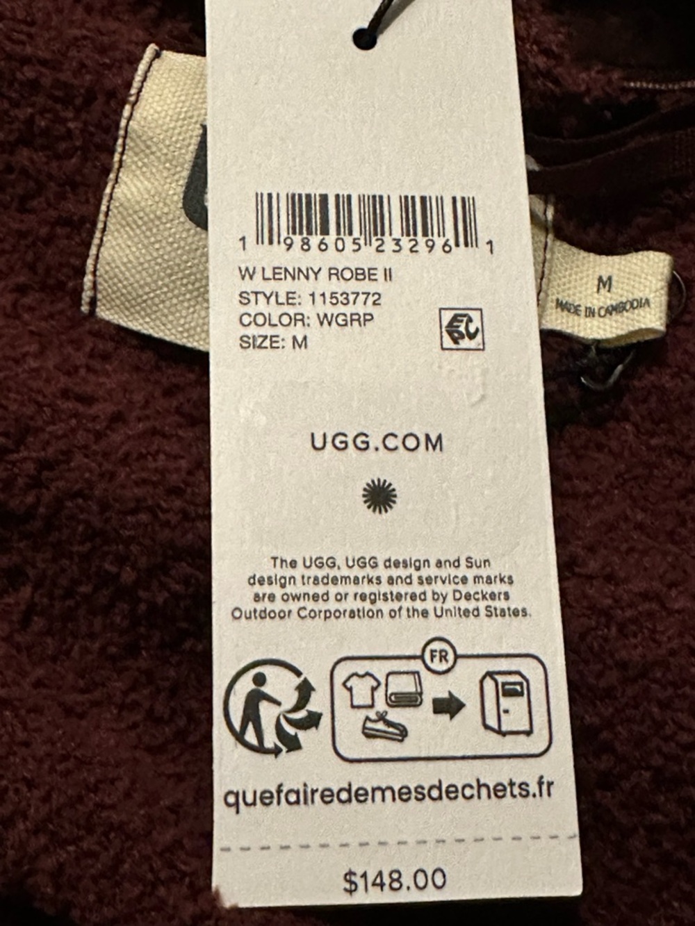 NWT UGG Lenny Robe II In Wgrp NWT - Picture 11 of 11